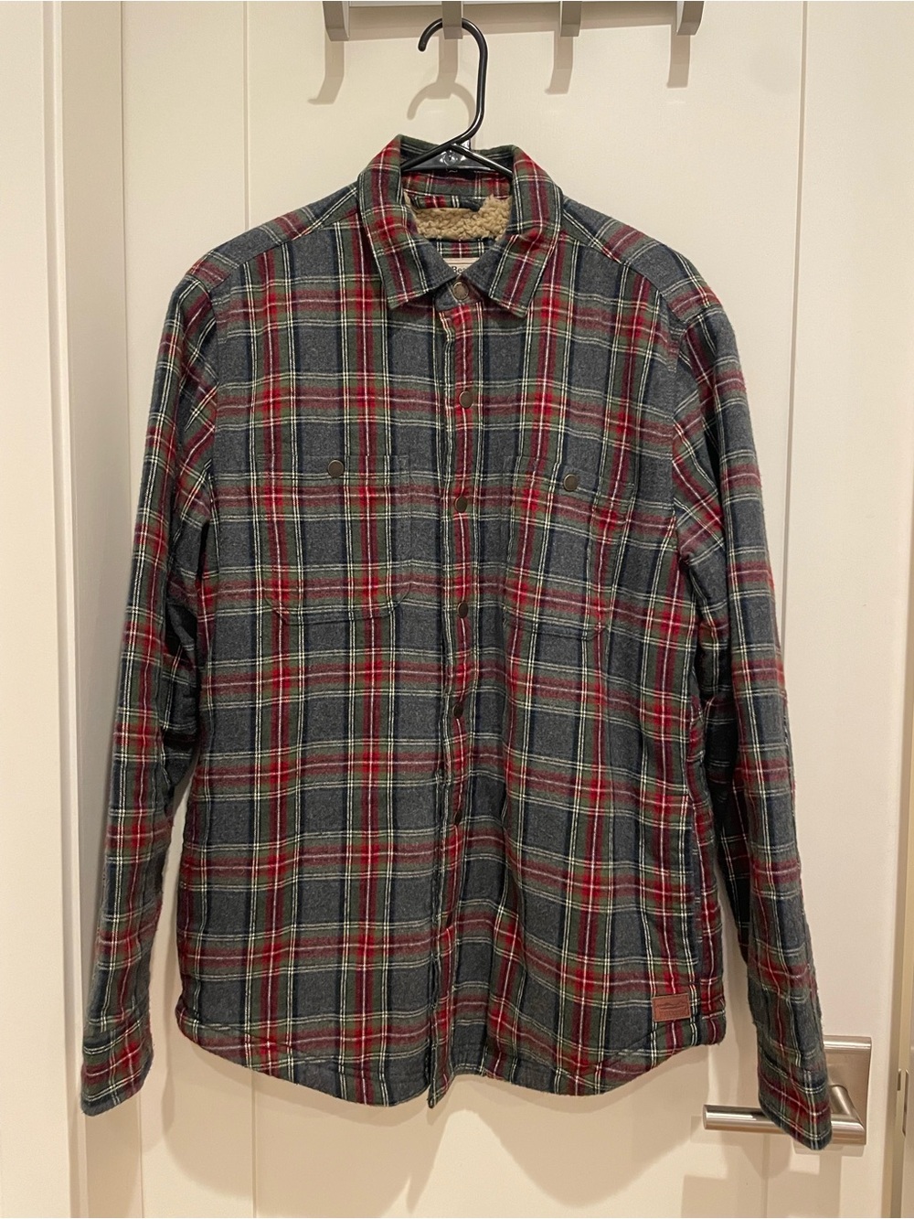 L.L. Bean Men's Plaid Button-Down Fleece Lined Shirt Jacket
